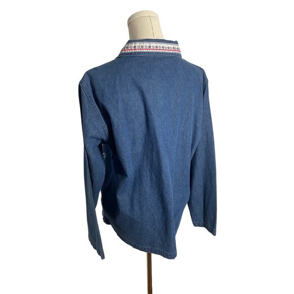 Vintage 90s Y2K Patchwork Denim Cardigan Jacket Medium - Picture 4 of 6